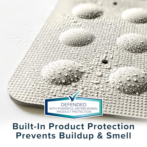 SlipX Solutions Square Natural Rubber Shower Stall Mat, 21” x 21”, Mildew Resistant, Non Slip Safety, Antimicrobial Product Protection, 140 Power Grip Suction Cups, Center Drain Hole, Tan - color: Tan