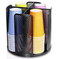 Rotating Paper Cup Dispenser, Cup Holder with 4 Compartments, Disposable Coffee Cup Dispenser Removable, Plastic Cup Storage & Lid Holder for Countertops, Kitchen, Coffee Stations (Black) - color: Black