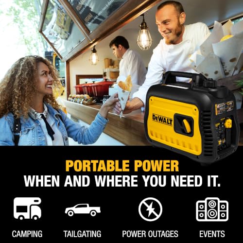 DeWalt 2,500 Starting Watt Portable Inverter Generator, Gas Powered, CO Protect Carbon Monoxide Detection, 8 Hour Runtime, Quiet Operation, Home Backup RV Camping Jobsite, 49 State - style: 2,500 Starting Watts