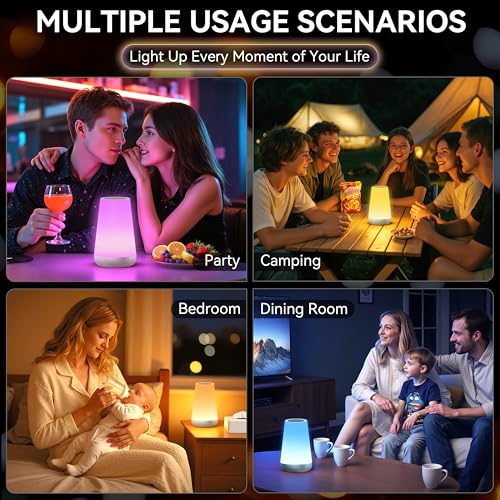 Auxmir Rechargeable LED Night Light, Touch & Remote Control Bedside Lamp with 13 Colors, 5 Brightness Levels, Portable Table Lamp for Kids Baby Nursery, Bedroom, Bathroom, Camping, Silver - color: Silver