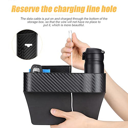 2 Packs Car Seat Gap Filler Organizer, Multifunctional Seat Gap Storage Box with Cup Holder, Console Side Extra Pouchs with USB Car Charger, Auto Accessories for Cellphone Wallet Key