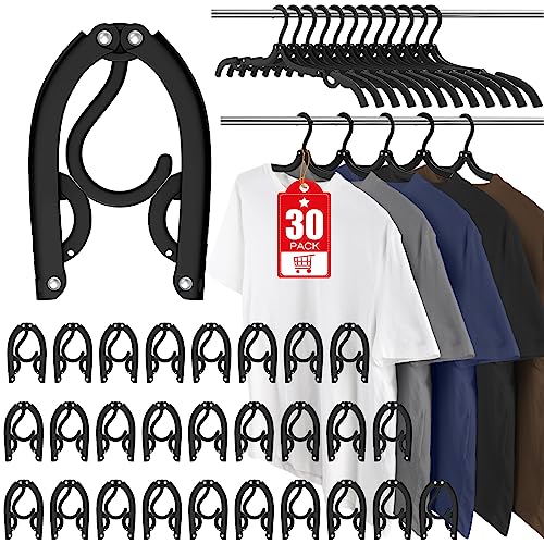30 Pcs Travel Hangers Portable Foldable Hanger Cruise Essentials 2026 Black | Travel Hangers Organizer Plastic Clothes Drying Rack Folding Hanger for Camping Flying RV Europe Vacation Essentials Suitcase - color: Black, size: 30 Pack