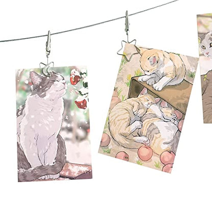 TFu Wall Hanging Photo Display, DIY Picture Photo Frame String with 12 Clips for Hanging Photos Notes and Artworks (Moon & Star) - size: Star