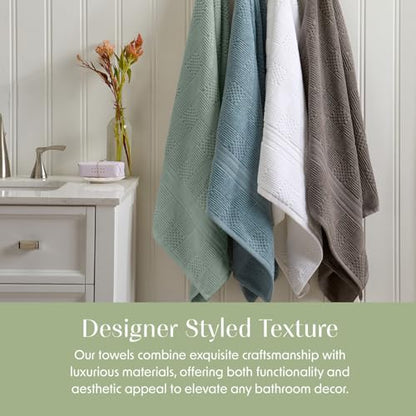 Springtree Home 100% Cotton Bathroom Towel Set | 6 Piece Set - Green Bath Towels | Geometric Textured Design | Absorbent & Quick-Dry | Oeko-TEX® Standard 100 Cotton | Myla Collection - Lily Pad Green - color: Lily Pad Green, size: 6 Piece Set
