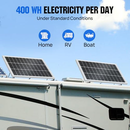ECO-WORTHY 1.6KWH Complete Solar Panel Kit 400W 12V for RV Off Grid: 400W Solar Panels + 40A MPPT Charge Controller +12V 100Ah Lithium Battery + Solar Power Inverter + Bluetooth Module - style: Basic 400W 12V MPPT Complete Kit