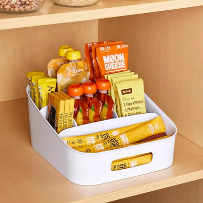 YouCopia ShelfBin Adjustable Snack Bin, BPA-Free Divided Storage Basket for Kitchen Pantry Organization, One Size, Speckled White - size: Adjustable Snack Bin