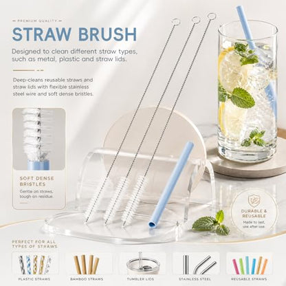 6 Pack Cup Lid Cleaning Brush Set with 3 Straws, Multifunctional Bottle Brush, Cup Lid Gap Cleaner, Durable Bristle Crevice Cleaning Brush,Flat End Brushes - color: Multicolor+ Extra Brush
