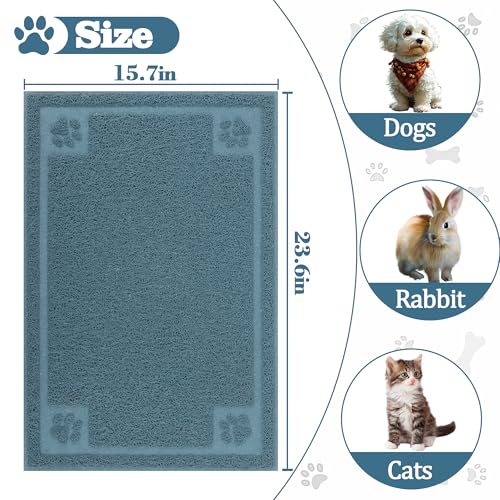 Darkyazi Pet Feeding Mat Large for Dogs and Cats,24"×16" Flexible and Easy to Clean Feeding Mat,Best for Non Slip Waterproof Feeding Mat. (Silver Blue) - color: Silver Blue