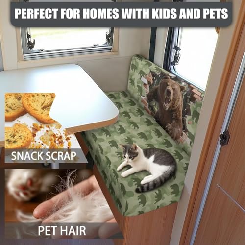 Bear RV Cushion Covers RV Camper Dinette Cushion Covers Stretch Camper Cushion Slipcovers Easy Installation Rv Accessories Replacement - color: Bear