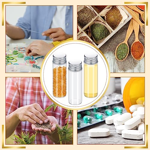 Didaey 100 Pcs Small Clear Vials Spice Mini Jars with Lids Mini Glass Bottles with Screw Aluminum Metal Caps Tiny Jars Sample Containers for Powder Cream Cosmetic Jewelry Wedding (15 ml,Silver Caps) - color: Silver Caps, size: 15 ml