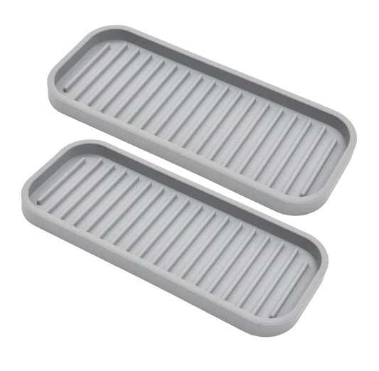 Silicone Sponge Holder 2 Pack, Dish Soap Holder for Kitchen Counter, Waterproof Sponge Soap Tray for Kitchen Sink Bathroom, Multipurpose Sink Caddy Organizer for Soap Dispenser Light Grey - color: Light Grey