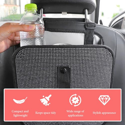 Car Foldable Trash Can, Bling Rhinestone Oxford Garbage Container Hanging Waterproof Organizer, Mini Crystal Dustbin Waste Basket Leakproof Trash Bin for Car Office Kitchen (AB) - color: AB