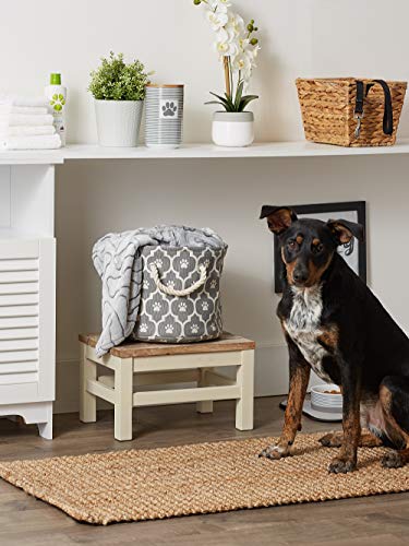 Bone Dry Pet Storage Collection Lattice Paw Print, Gray, Small Round - color: Gray, size: Small Round