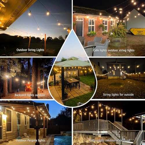 200FT Outdoor String Lights with 60+3 Replaceable S14 Edison Bulbs 2200K, Weatherproof for Patio Outside, 2Pack Linkable, Hooks and Zip Ties Included - size: 200 feet(2Pack)