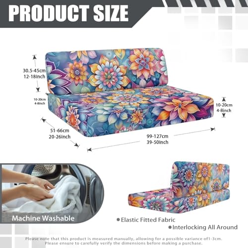 RV Dinette Cushion Covers Set of 2, Boho Floral Camper Cushion Slipcovers, Washable Anti Slip Stretch Fabric - color: Boho Floral