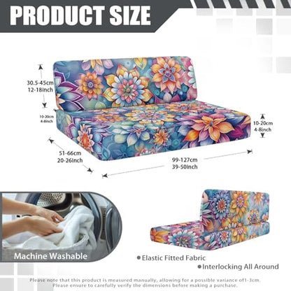 RV Dinette Cushion Covers Set of 2, Boho Floral Camper Cushion Slipcovers, Washable Anti Slip Stretch Fabric - color: Boho Floral