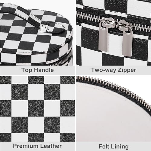 YFGBCX Checkered Makeup Bag Vanity Case with Divider Travel Toiletry Bag Women Cosmetic Bag Makeup Organizer Case - color: Checkered-Black