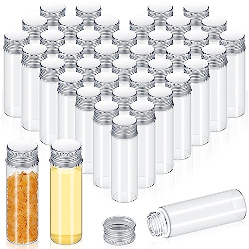 Didaey 100 Pcs Small Clear Vials Spice Mini Jars with Lids Mini Glass Bottles with Screw Aluminum Metal Caps Tiny Jars Sample Containers for Powder Cream Cosmetic Jewelry Wedding (15 ml,Silver Caps) - color: Silver Caps, size: 15 ml