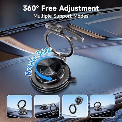 MagSafe Car Phone Holder, Strong Suction Cup 360° Adjustable Magnetic Phone Mount for Dashboard Windshield, Universal Car Phone Stand Compatible with iPhone 17 16 Pro Max and All Smartphones - color: Black