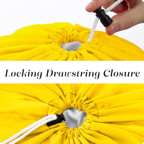Nylon Laundry Bag - Locking Drawstring Closure and Machine Washable. These Bags will Fit a Laundry Basket or Hamper and Strong Enough to Carry up to Three Loads of Clothes. (Yellow) - color: Yellow, size: 22" x 32"