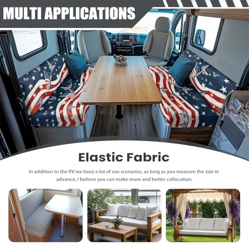 American Flag Butterfly RV Dinette Cushion Covers, Stretch Camper Cushion Slipcovers for Travel Trailer Couch RV Booth Seat, Replacement Camper Sofa Chair Protector - color: American Flag Butterfly