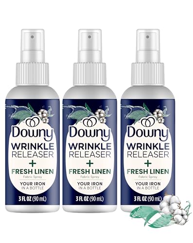 Downy Wrinkle Release Spray, Travel Size Spray, All In One Formula, Removes Wrinkles, Static and Odor Eliminator, Crisp Linen Scent, 3 Fl Oz, Pack of 3 - size: 3 Fl Oz (Pack of 3)