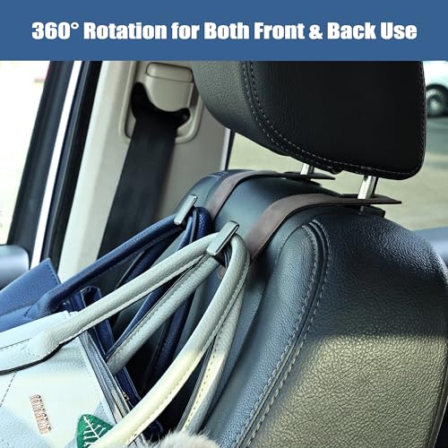 Amooca Car Seat Back Hook Universal Auto Storage Hanger Suede with Metal Car Seat Organizer for Handbag Purse Coat Umbrellas Grocery Bags 2 Pack Brown - color: Brown