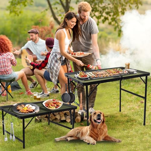 Outdoor Grill Camping Folding Table 3 Ft, Aluminium Picnic Table - Portable, Lightweight, Compact & Height Adjustable Collapsible Patio BBQ Garden Table - size: 3ft