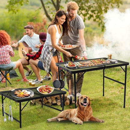 Outdoor Grill Camping Folding Table 3 Ft, Aluminium Picnic Table - Portable, Lightweight, Compact & Height Adjustable Collapsible Patio BBQ Garden Table - size: 3ft