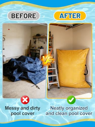 Biggun 47×57in Large Pool Safety Cover Storage Bag - Effortless Wide Stance Handles Pool Cover Bag with Smooth Zipper for Pools Storage (Yellow)