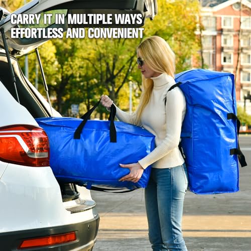 Heavy Duty Large Storage Bags, XL Blue Moving Bags for College Dorm Room Essentials, Moving Supplies Compatible with IKEA Frakta Cart, 4 Packs | 4 Pack Extra Large Storage Bags Totes Moving Boxes Packing Supplies for College Dorm Room Essentials Compatibl