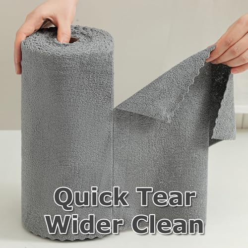 80 Pack Microfiber Cleaning Cloth Roll Reusable Paper Towels 12"x12" Tear Away Cloth, Microfiber Towels for Cars, Wash Cloths, Lint Free Dark Grey Rags for House, Kitchen,Window,Cleaning Supplies - color: Dark Grey