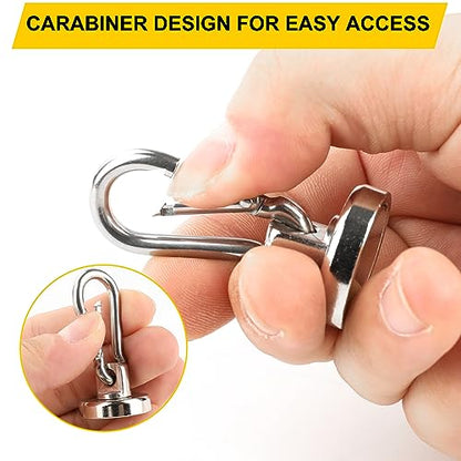 DIYMAG 70LBS Magnetic Hooks,6 Pack Heavy Duty Neodymium Magnetics with Swivel Carabiner Hook,Great for Your Refrigerator and Other Magnetism Surfaces - size: 0.98in
