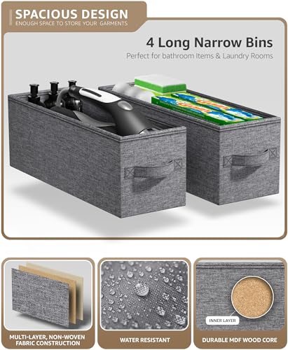 Sorbus Narrow Dresser with 4 Drawers - Vertical Slim Storage Chest of Drawers with Steel Frame, Wood Top & Easy Pull Fabric Bins for Small Spaces, Closets, Bedroom, Bathroom & Laundry (Gray) - color: Grey, style: 4 Drawer