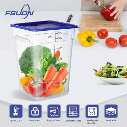4 Pack Clear Food Storage Containers with Lids and Handles Polycarbonate Square Commercial Food Containers, NSF (22Qt) - color: 22Qt
