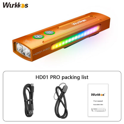 Wurkkos HD01PRO UV Flashlight with UV & White LED Combo, 1200 Lumens, RGB Light, Rechargeable, EDC, Emergency, Pet Urine Detection (Orange) - color: HD01 PRO-Orange-us