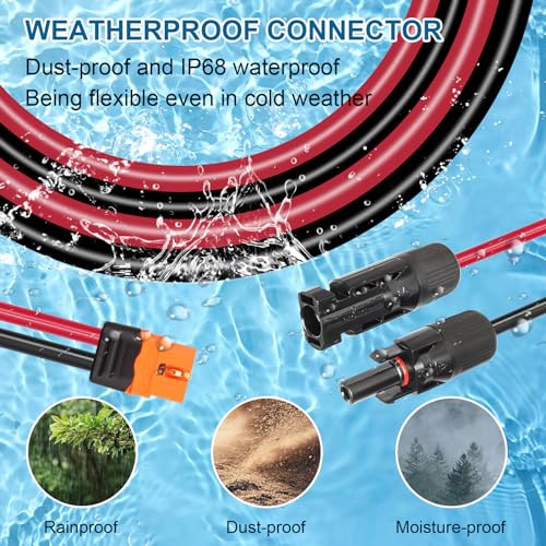 MOOKEERF 10FT Solar Panel to XT60i Adapter Connector - 10AWG Extension Cable for Portable Power Station and Solar Generator - size: 10FT