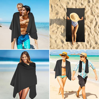 Camping Towel L Size Microfiber Quick Dry Lightweight Travel Body Swimming Pool Beach Yoga Mat Towels (Black, 1 Pack L) - color: Black, size: 1 Pack L