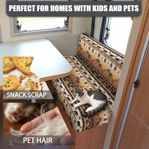 Ethnic RV Dinette Cushion Covers Stretch African Elephant Palm Tree RV Booth Seat Covers Camper Couch Covers for Sofa Bed Including 1 Backrest & 1 Bench Cover - color: African Elephant Palm Tree