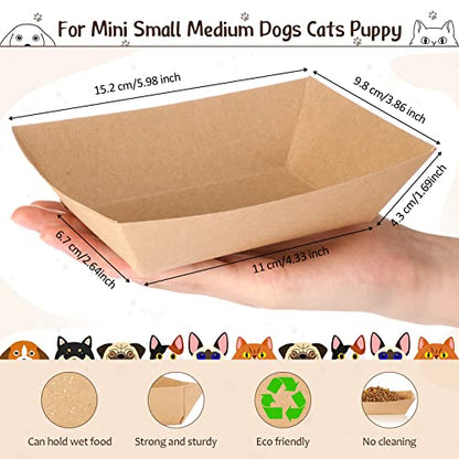 50 Pcs Disposable Pet Bowls Dog Feeding Bowls, 16 oz Cat Puppy Paper Serving Food Tray, Dry and Wet Food Water Dishes, Small Dog Dishes for Travel Picnic Camping Feeding Station