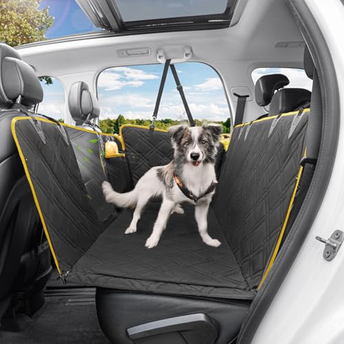 Dog Back Seat Cover, Rear Seat Protector Waterproof Dog Hammock Black | 600D Oxford Fabric, Waterproof PVC Coating, Nonslip Bottom, 7-layer Design, for Sedan, Trucks and SUV