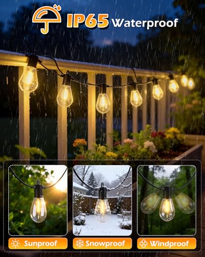 Outdoor String Lights 50FT, Commercial Grade Patio Lights with 16 (15+1) S14 Shatterproof Dimmable Bulbs for Bistros Backyard Porch Party, IP65 Waterproof 2700K Warm White (dimmers not included) - color: 50FT-16Bulb