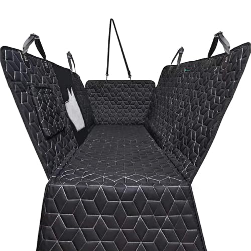 Meginc Dog Car Seat Cover for Back Seat, 54" Waterproof Dog Car Hammock with Mesh Window and Side Flaps, 600D Oxford Fabric Pet Seat Protector for Cars, SUVs & Mid-Size Trucks, Black - color: Hammock-Black, size: Small-52"