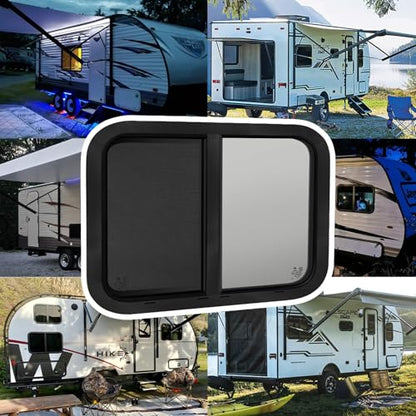 30"W x 20"H RV Window for Trailer Camper,Horizontal Sliding Replacement RV Window for Cargo Trailer with Screen&Trim Ring Fit 15/16" or 1-3/8" Thick Wall,Allow Error 1/16",DOT Approved - size: 30"W x 20"H