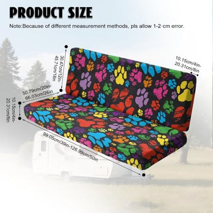 Dog Paw Print 2 Pcs RV Dinette Cushion Covers Comfortable Replacement Camper Cushion Slipcover Sofa Furniture Protector 1 Backrest Covers and 1 Bench Covers - color: Dog Paw