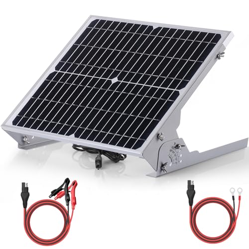 SUNER POWER 24V 20W Solar Battery Charger Maintainer, Built-in Ultra Smart MPPT Charge Controller, Waterproof 20 Watt Solar Panel Trickle Charging Kit for 24Volt AGM, Lead-Acid, Lifepo4 Battery - size: 20W-24V Ultra + Mounting Brackets