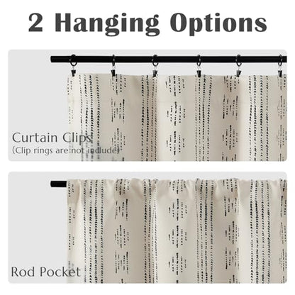 jinchan 95% Blackout Boho Kitchen Curtains 36 Inches Cafe Tier Curtains Bohemian Small Drapes for Bedroom RV Basement Half Window Room Darkening Thermal Insulated 2 Panels Black on Beige - color: 95% Blackout | Black on Beige, size: 25"W x 36"L (Pack of 2