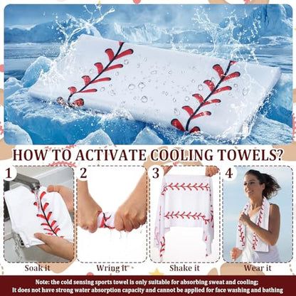 Woanger 24 Pcs Baseball Mini Handheld Fan Cooling Set 8 Small Personal Portable Fan 40''x 12'' 8 Baseball Cooling Towel 8 Drawstring Bags Summer Sport Party Favors Team Game Gift, Battery Not Include - color: White, style: Baseball
