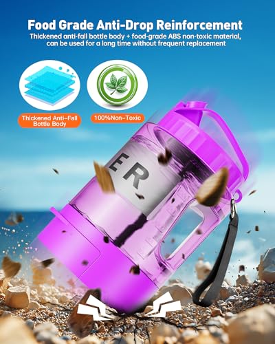 Dog Water Bottle Portable - 77 oz Dog Water Bottle with Bowl Leak Proof, 2 in 1 Pet Travel Cup Suitable Outdoor, Camping, Walking, Beach, Hunting, Large Pet Gear for Dog Lovers （Purple）