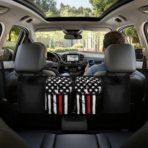 Black American Flag Car Trunk Organizer Hanging Car Back Seat Storage Bag Foldable Automotive Interior Accessories Suitable Most Sedans SUV Jeep Trucks Van - color: Black American Flag